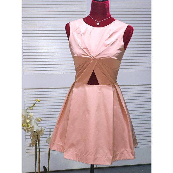 Nasty Gal Women's Blush Pink Knot Cut Out Skater Mini Dress Size XXS 2440 - Picture 3 of 15